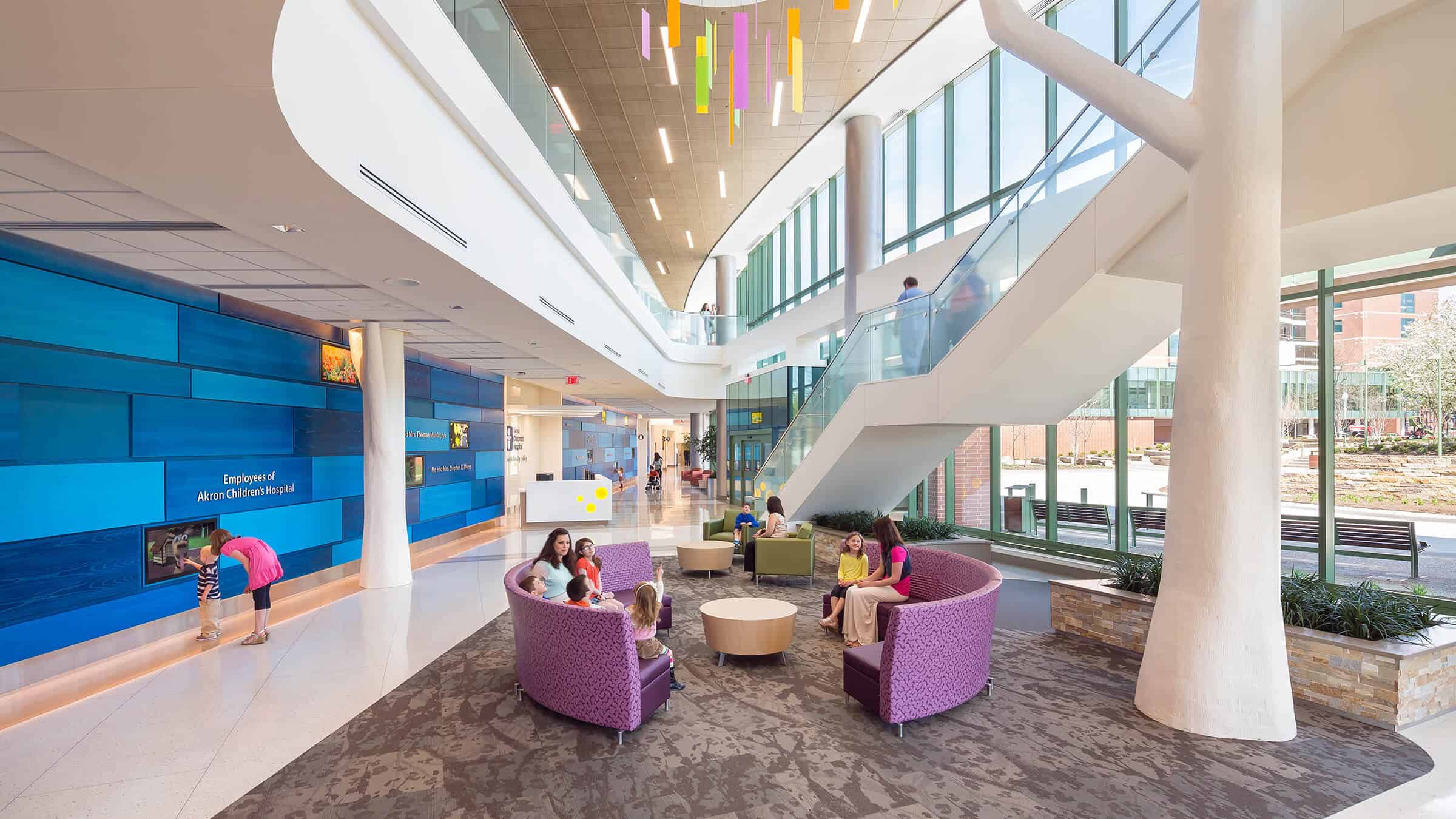 Akron Children's Hospital Lobby, Atrium and Stairwell with Outdoor Views - Completed Healthcare Construction